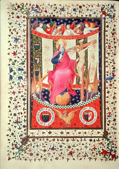 Ms 2 f.18v The Trinity, from the Boucicaut Hours, c.1410 av French School
