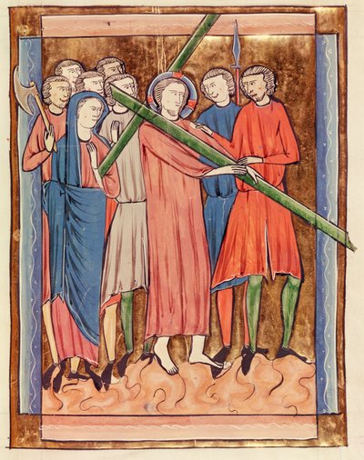 Ms 3016 fol.16 Kristus bär korset, från Psautier a l