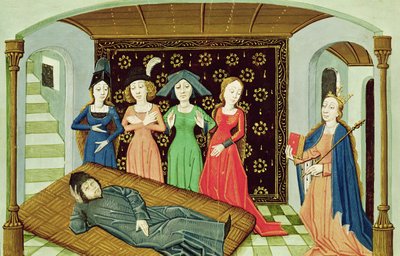 Ms 3045 f.3 Boethius, Philosophy and the Muses, från The Consolation of Philosophy av French School