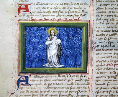 Ms 313 Gud omgiven av änglar, från Bible des Grands Augustins av French School
