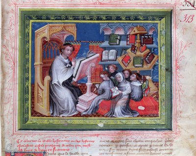 Ms 313 School Scene, från Bible des Grands Augustins, 1494 av French School