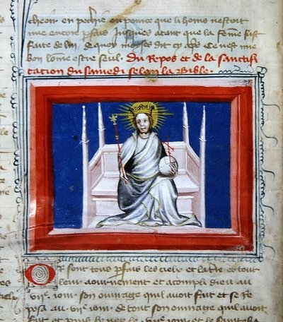 Ms 314 Gud i Majestät, från Bible des Grands Augustins av French School