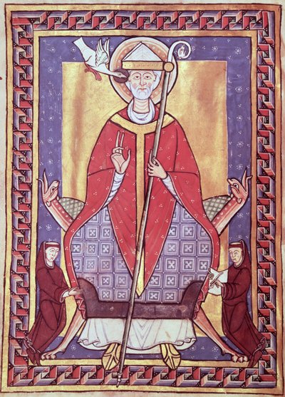 Ms 315 f.1v St. Gregory, från Extrakt ur hans verk av French School