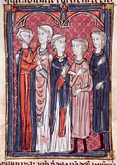 Ms 372 fol.141 An Engagement, from Decrets de Gratien av French School