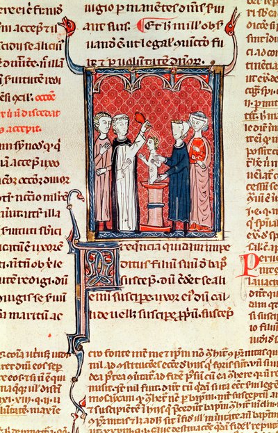 Ms 372 fol.161 En dopscen, från Decrets de Gratien av French School