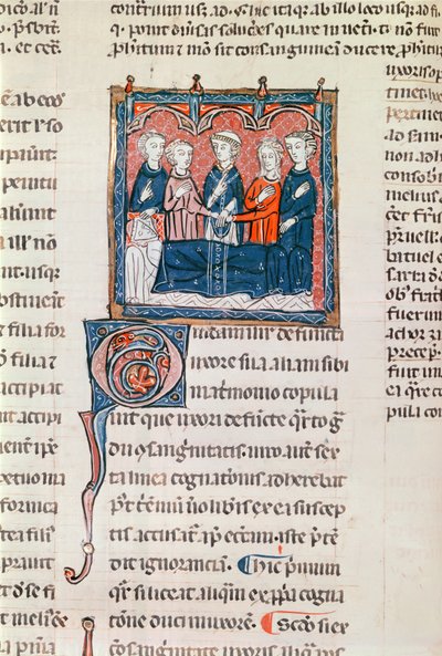 Ms 372 fol.243 Änklingens äktenskap, från Decrets de Gratien av French School