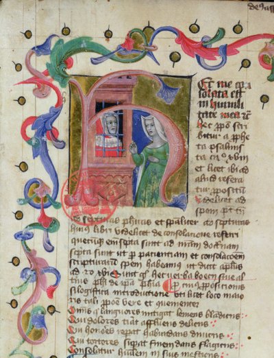 Ms 3859 Miniatyr av filosofen Boethius (ca 480-524) i fängelse av French School