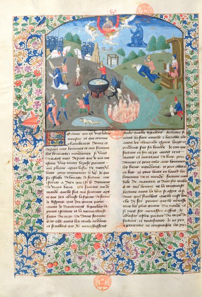 Ms 3878 Scener av strid, dödande och helvete från De Casibus Virorum Illustrium av Giovanni Boccacci (1313-75) av French School