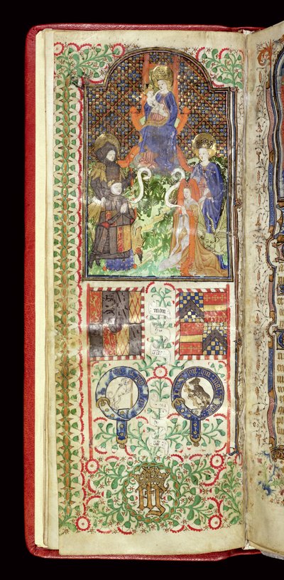Ms 40-1950, f.7v: Dedikationssida från en timbok tillhörande John Talbot, c.1424 av French School