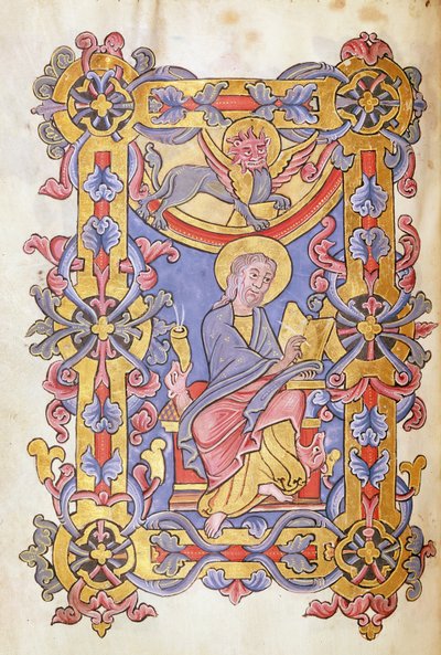 Ms 479 fol.53 St. Markus, från Evangelierna i Abbaye de Cysoing av French School