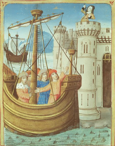 Ms 493 fol.99v Aeneas och Didos död, från Aeneiden av Vergilius med en kommentar av Servius, 1469 av French School