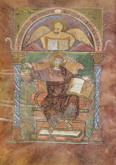 Ms 4 fol.66v St. Markus, från Evangeliet från St. Riquier, c.800 av French School