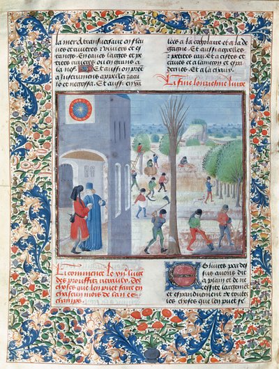 Ms 5064 f.299v Yrken för varje månad på året, illustration från Le Livre des Prouffitz Champestres av Pietro de Crescenzi (1230-132021) av French School