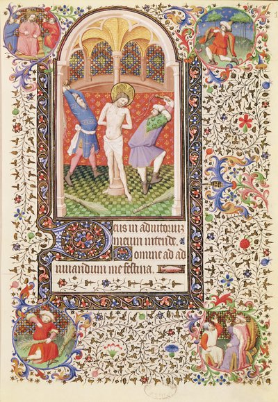 Ms 547 fol.13 Flagellation, från en timbok som användes av en kvinna från Poitiers av French School