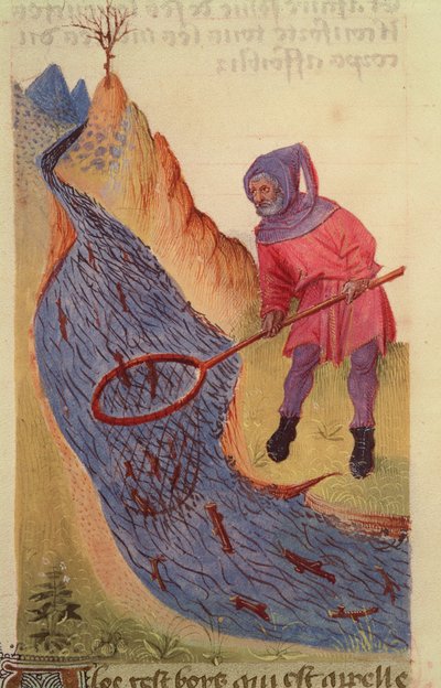 Ms 59 fol.3r Fisherman, från Grand Herbier av French School