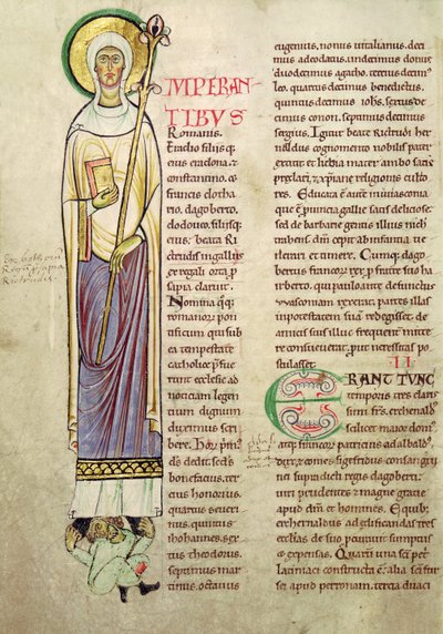 Ms 846 fol.137v Historikerad initial I föreställande St. Richrudius, från Recueil de Vie des Saints av French School