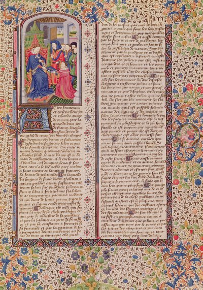 Ms 927 Fol.186 Presentation of the Politics to the King, from Ethics, Politics and Economics av Aristoteles (384-322 f.Kr.) av French School