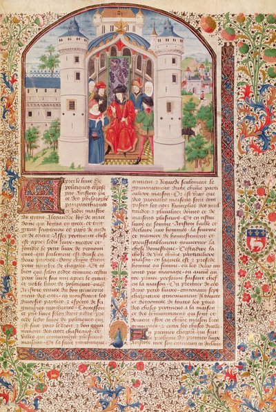 Ms 927 Fol.426 Presentation of The Economics, from Ethics, Politics and Economics av Aristoteles (384-322 f.Kr.) (för detaljer se även 165171) av French School