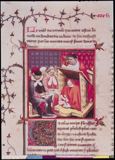 Fr 2608 Fol.295v Professor vid universitetet i Paris, från Grandes Chroniques de France, ca 1400 av French School