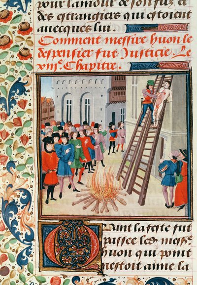 Fr 2643 fol.11 Avrättning av Hugh Despenser, från Froissarts Chronicle av French School