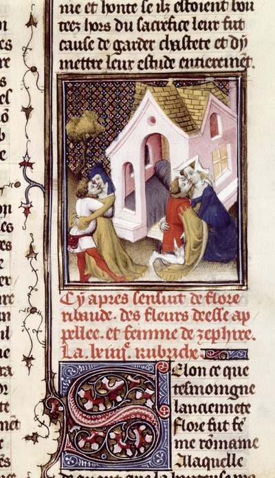 Fr 598 f.97 Prostituerade med klienter, från Des Claires et Nobles Femmes, av Giovanni Boccaccio (1313-75) c.1403 av French School