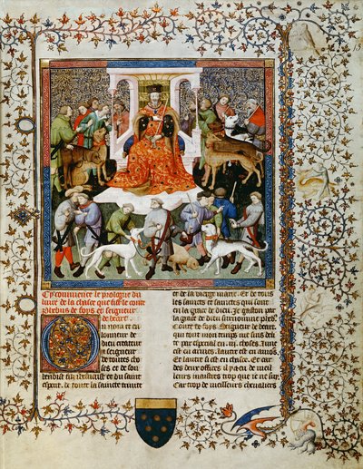 Fr 616 fol.13 Förbereder för jakten, från Livre de la Chasse av Gaston Phebus de Foix (1331-91) av French School