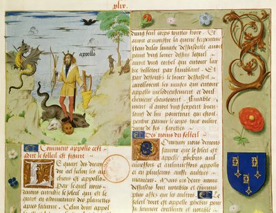 Fr 9197 Fol.49 Apollo dödar Python, från Livre des Eschecs DAmour av French School