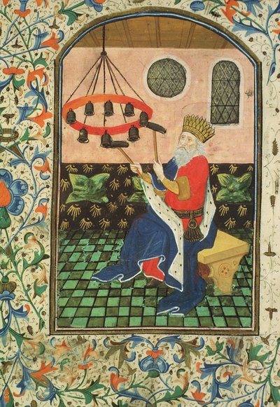 Ms Gen 288 f.183v Kung och musik, c.1460 av French School