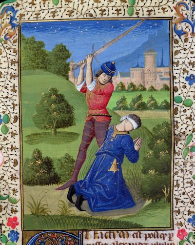 Ms H 7r Halshuggningen av Alexander I Balas, från Jean XXII:s bibel av French School