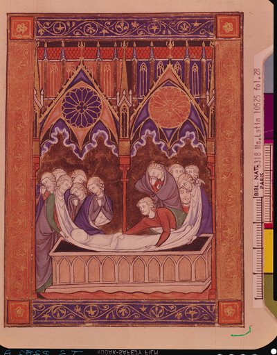 Ms Lat 10525 Fol.28 Jakobs begravning i Kanaan, från St Louis Psalter, c.1258-70 av French School