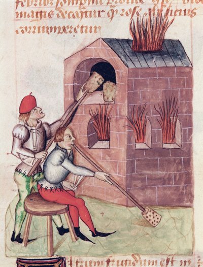 Ms Lat 993 L.9.28 f.138r Glasblåsare, från Tractatus de Herbis av Dioscorides av French School
