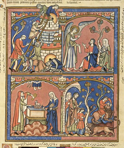 Ms M 638 fol.14r Abimelech och Simson, från Morgan Picture Bible, c.1244-54 av French School