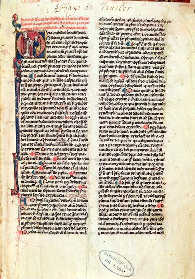 Ms de Vauclair 160 Fol.1 Sida från Somme de Theologie av St. Thomas Aquinas (1225-74) av French School