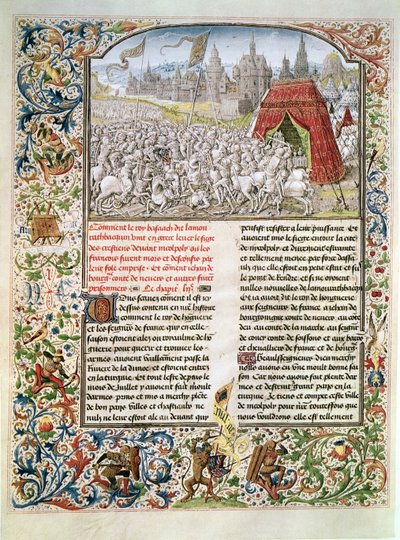 Ms t.4 fol.230 Slaget vid Nicopolis 1396, faksimil av Breslau-manuskriptet, från Froissarts Chronicle, 1472 av French School