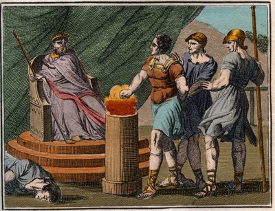 Mucius Scaevola före Porsenna. av French School