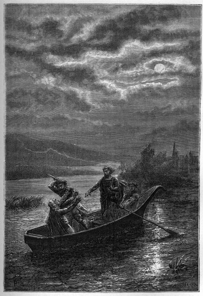 Mordet på prins Arthur I (1186-1203) hertig av Bretagne, av John Lackland i Rouen (Frankrike), 1203 - Mordet på Arthur I (1186-1203), hertig av Bretagne, av kung John Lackland (1167-1216) a Rouen 1203 - gravyr i "L