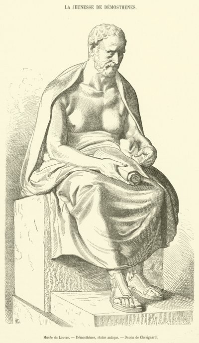 Musée du Louvren, Demosthenes, staty antik (gravyr) av French School