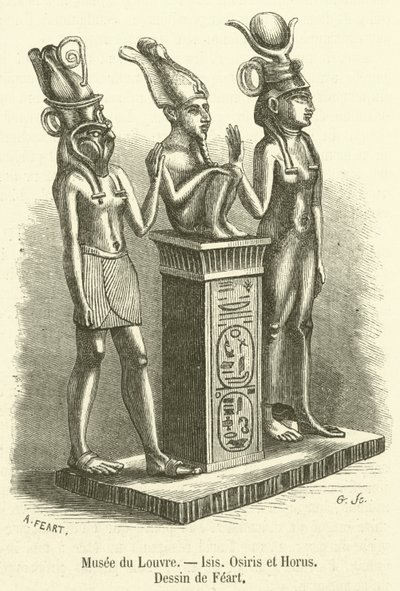 Louvren, Isis, Osiris och Horus (gravyr) av French School