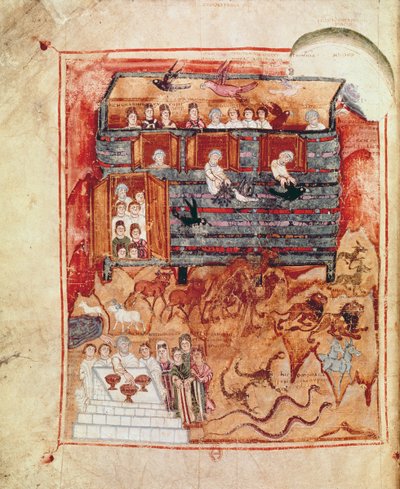 N.A.L 2334 fol.10v Noahs Ark, från De Tours Pentateuch av French School