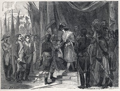 Napoleon Bonaparte (1769-1821) överlämnade handeln med Campoformio (Campo-Formio, Campo Formio) till ledamoten av direktionen den 10 december 1797. Denna handel mellan Frankrike och Österrike markerar slutet på den första koalitionen, av French School