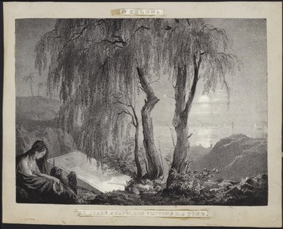 Napoleon Bonaparte besöker sin grav på St Helena av French School
