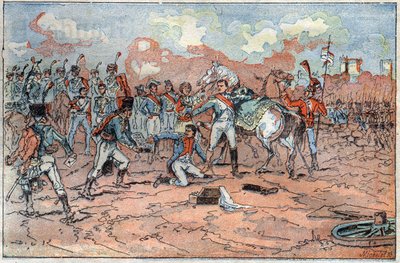 Napoleon I, sårar framför Regensburg av French School