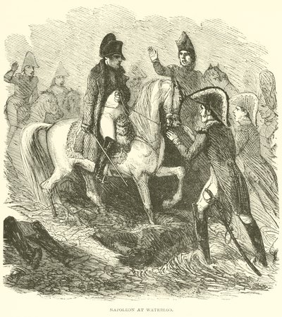 Napoleon vid Waterloo (gravyr) av French School