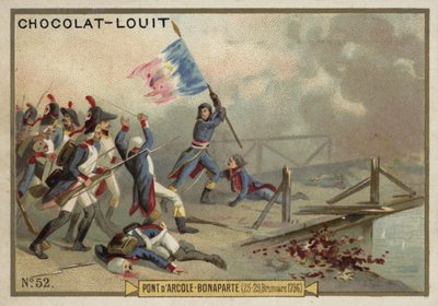 Napoleon vid slaget vid bron över Arcole, Italien, franska revolutionskrigen, 15-17 november 1796 av French School
