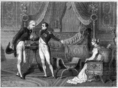 Napoleon, hans fru Marie-Louise och prins Metternich pratar av French School