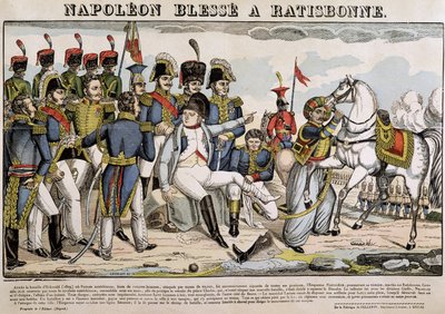 Napoleon sårad i Regensburg - bild av Epinal av French School