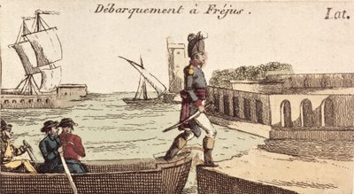 Napoleons ankomst till Frejus på återkomsten från det egyptiska fälttåget, 9 oktober 1799 av French School