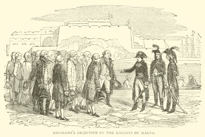 Napoleons mottagning av riddarna av Malta (gravyr) av French School