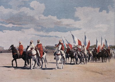 Infödda Spahis går till en fantasi med stor pompa, utplacerade banderoller - i "" Military Album" - Spahis av French School
