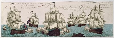 Sjöinsatser mellan den franska och engelska flottan under den amerikanska revolutionen 1778 av French School